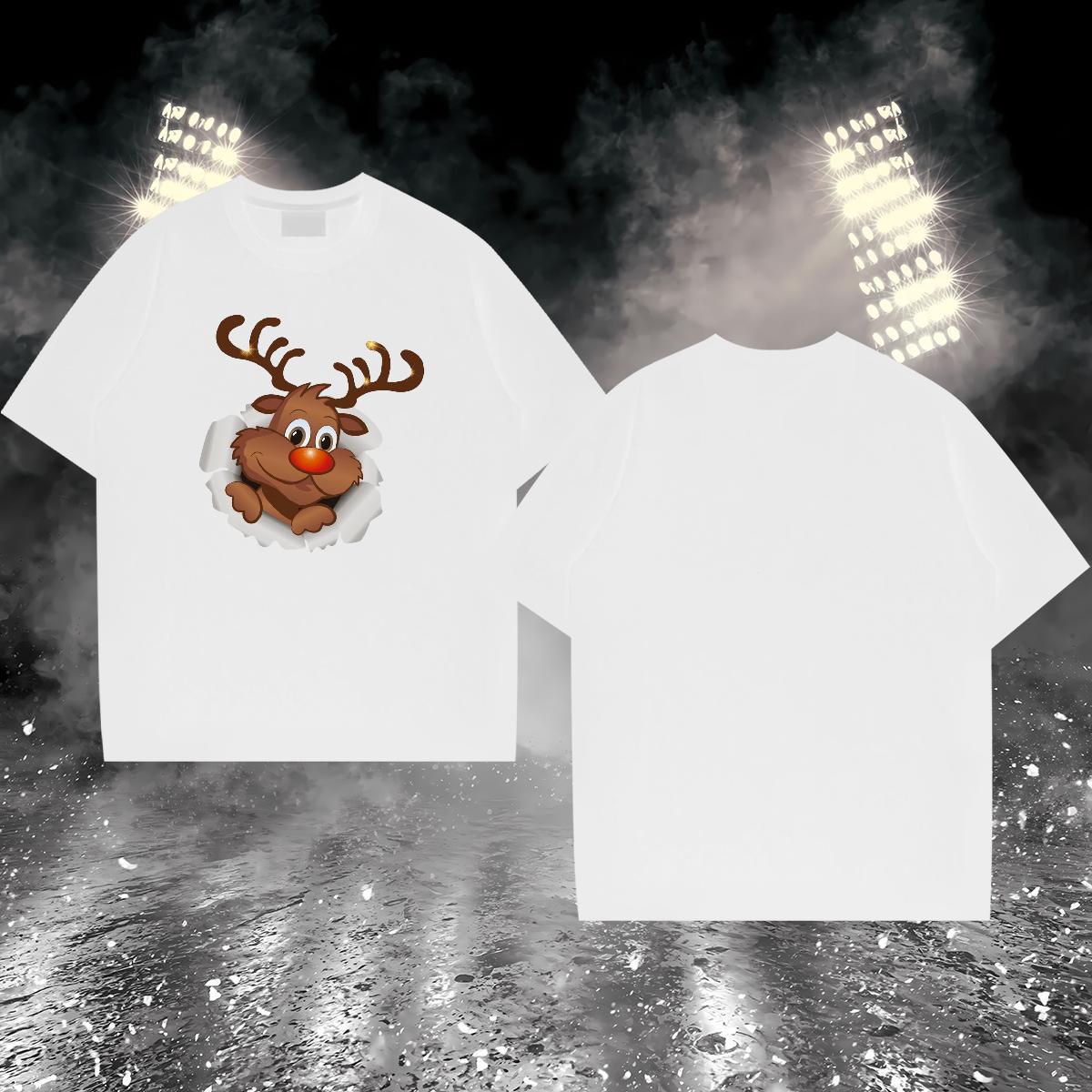 Wholesale Mens T Shirts 230g 100% Cotton Christmas Beach Wear Crew Neck Loose Fit Couples T Shirts Plus Size Custom