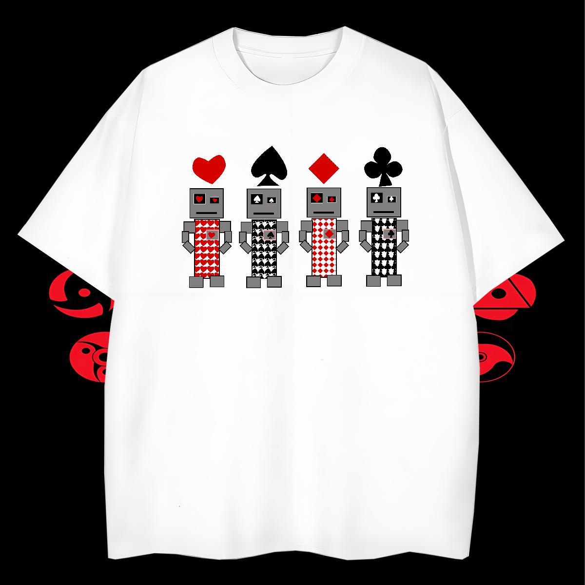 Loose Tshirt for Man Woman 230g Cotton Sports Casual robot Oversized 4XL O Neck Short Sleeves DIY T-Shirts for Men Clothings