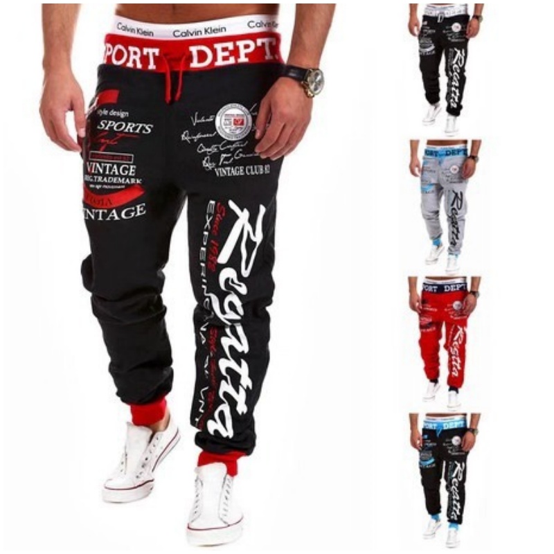 Wholesale-Alisister fashion men/women's joggers pants skinny sweatpants hip hop jogging trousers Flag letters print sweat pants
