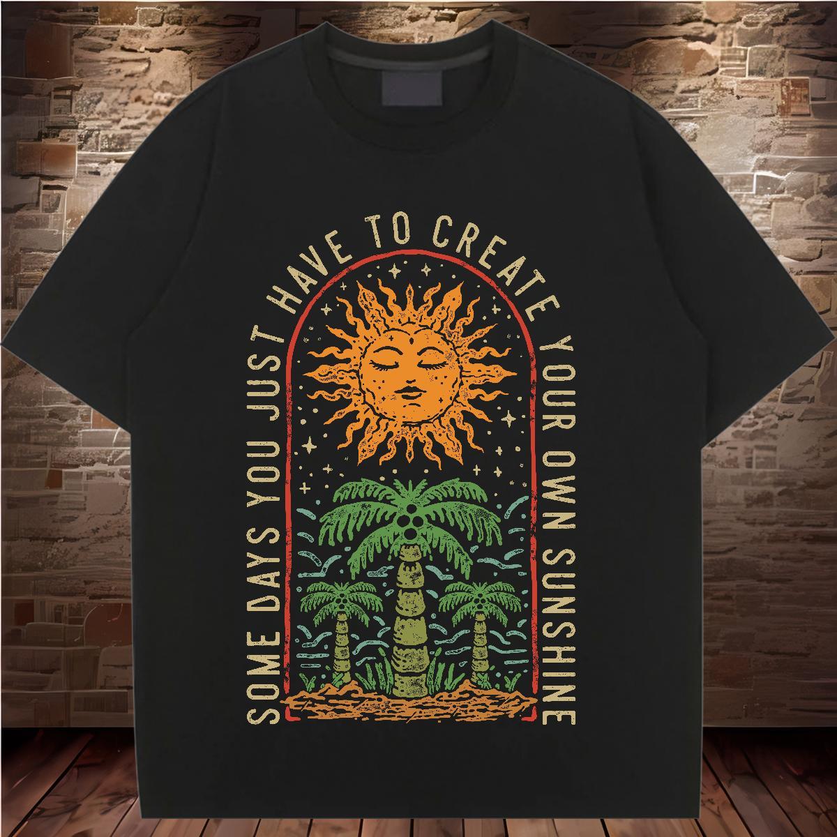 Loose fit T Shirt For Woman Breathable Crew Neck Womens Tshirts Anime Print tree Sport 230g Pure Cotton 2024 DIY Tees Shirts