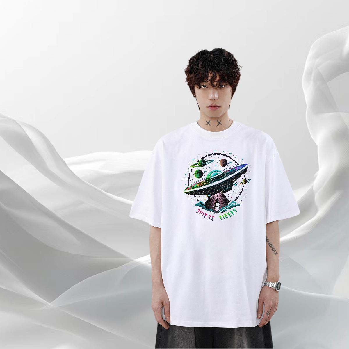 Brand Tshirts 230g Cotton Daily Outfit UFO Custom Print Oversized Crew Neck Breathable Free Shipping Man T Shirts Tees