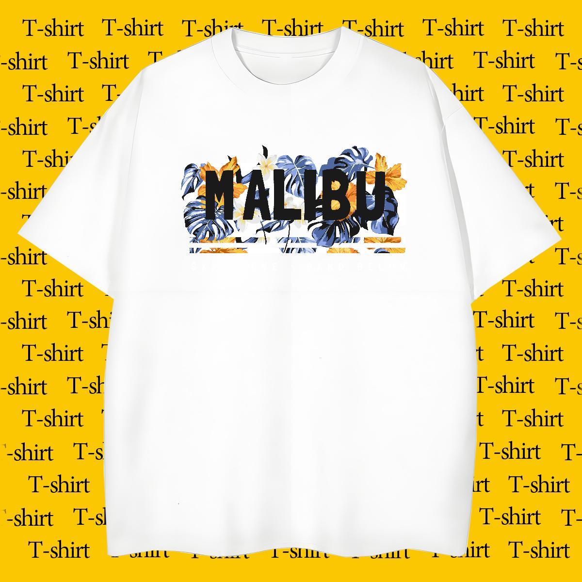 T-Shirts 230g Pure Cotton flower Beach Breathable Soft Custom Anime Men Clothes T-Shirt Fashion Casual Unisex Tops