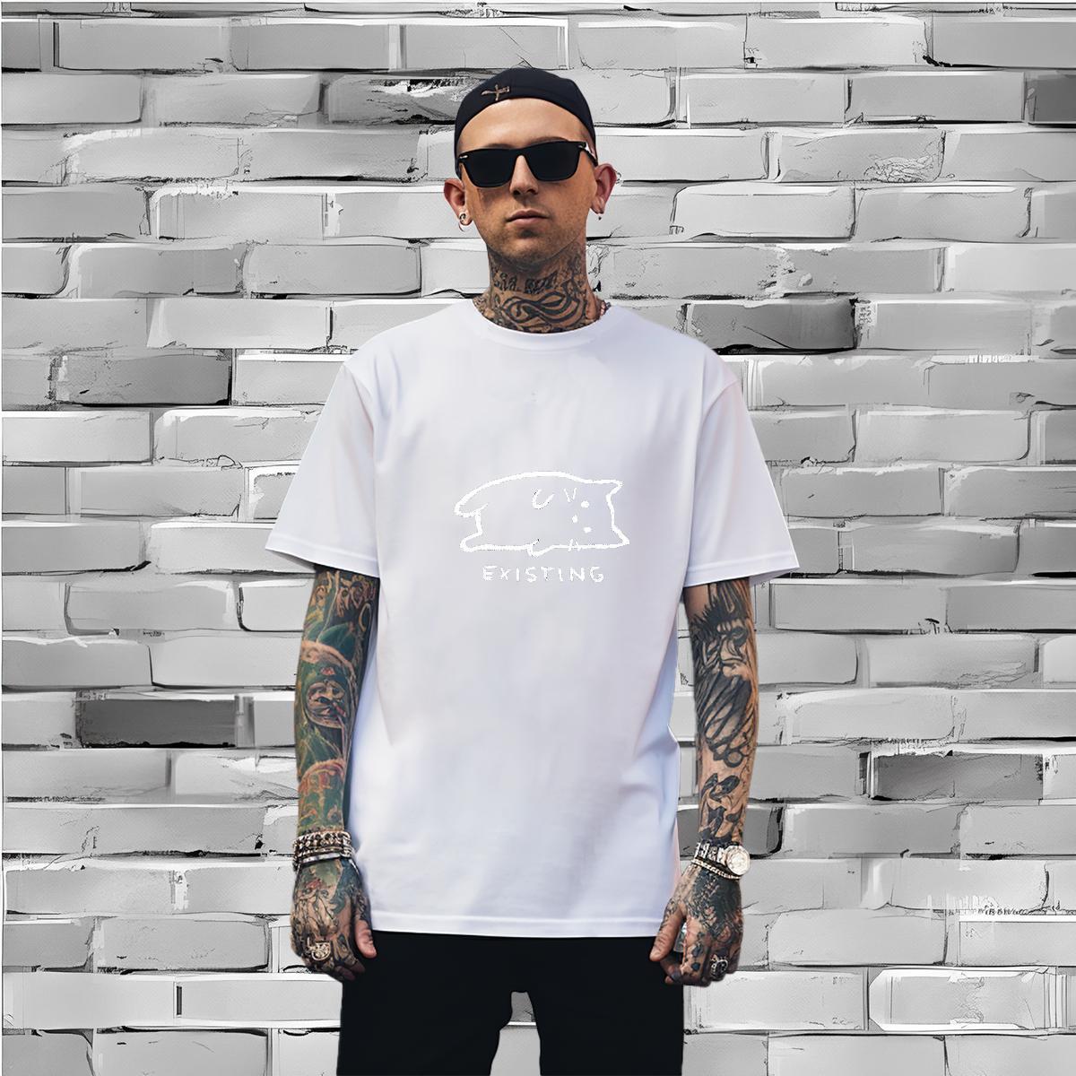 Men T Shirts 230g Cotton cat Casual Daily Wear Short Sleeve Soft Custom Big Size Men Tops Tees Free Shipping High Quality Clothings