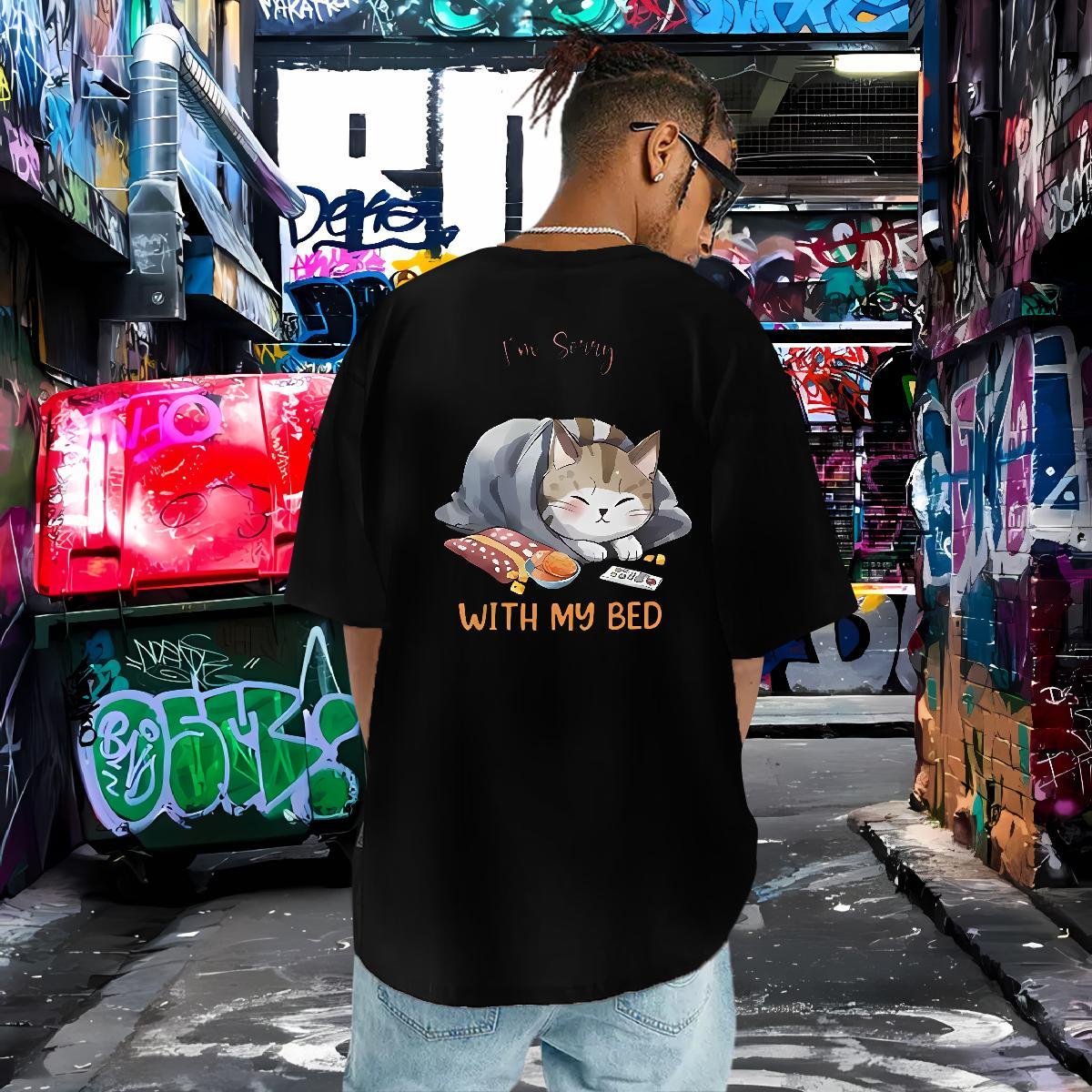 New Designer T-Shirts for Men 100% Cotton 230g cat Spring Summer Tops Crew Neck Soft Mens Tshirts DIY Printed