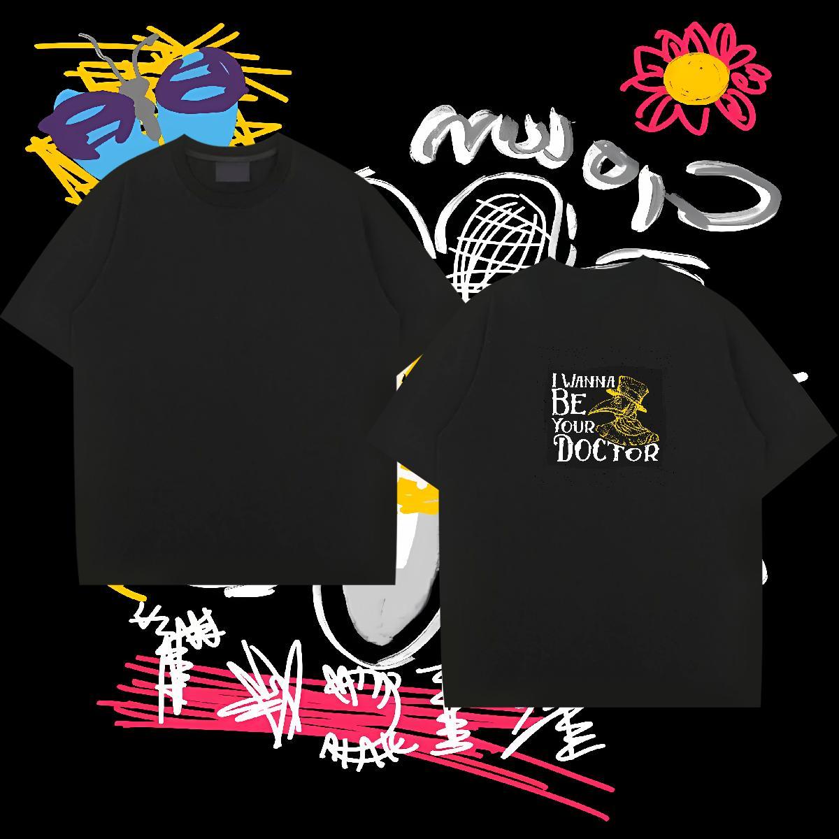 DIY Man T Shirts 230g Cotton bird Anime Printing Street Wear Pure Cotton Cool Couples T Shirts Plus Size Custom