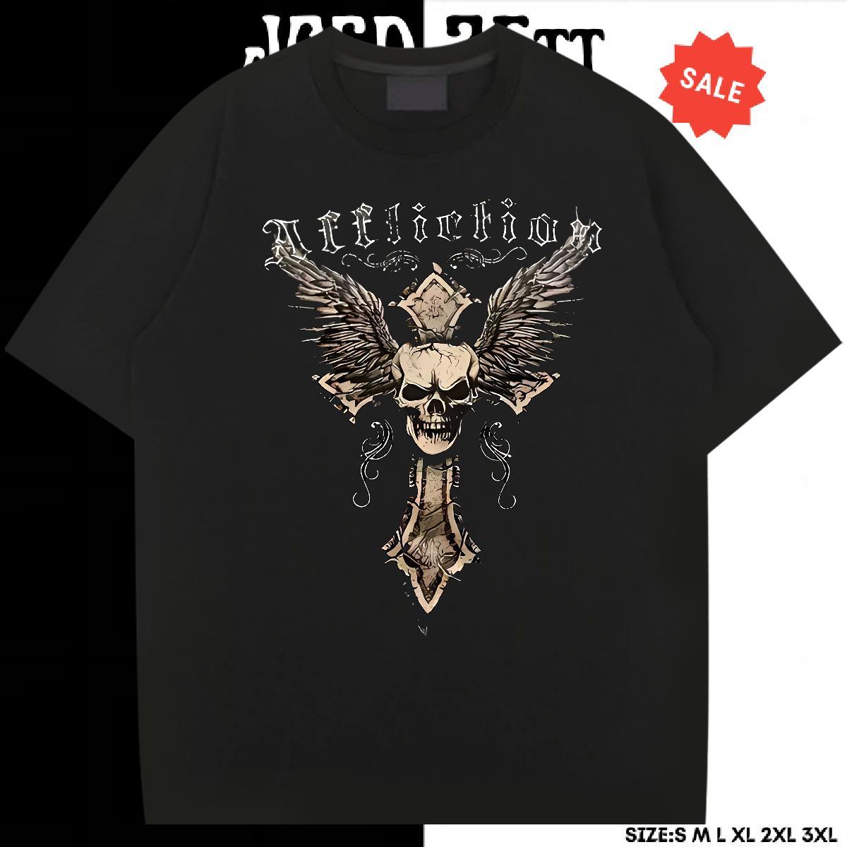 Brand T-Shirts skull Tops Tees 230g 100% Cotton High Street Hip Hop Popular Graphic Breathable Tshirts