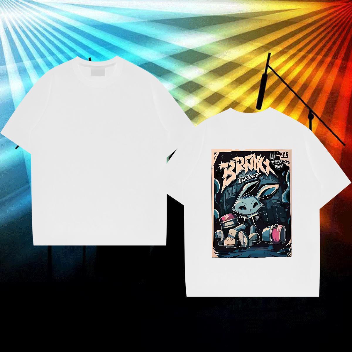 2024 Designer T-Shirts for Men 100% Cotton 230g rabbit Anime Printing Street Wear Round Neck Short Sleeve TOP Quality Couples T Shirts DIY Printed