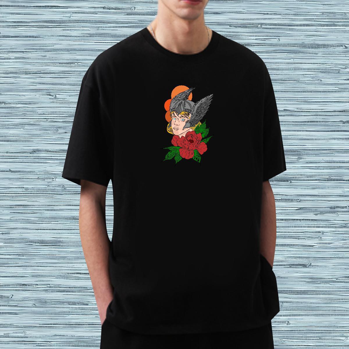 T shirt 230g Pure Cotton portrait Anime Printing Street Breathable Short Sleeve Customized Print Tshirt for Man Woman Fashion Comfortable Tees