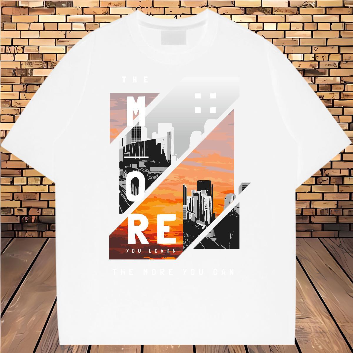 New Designer Men T Shirts 230g Cotton Tall buildings, streets Home Outdoor Clothes Crew Neck Breathable Cool Design Men Tops Tees Oversized 4XL