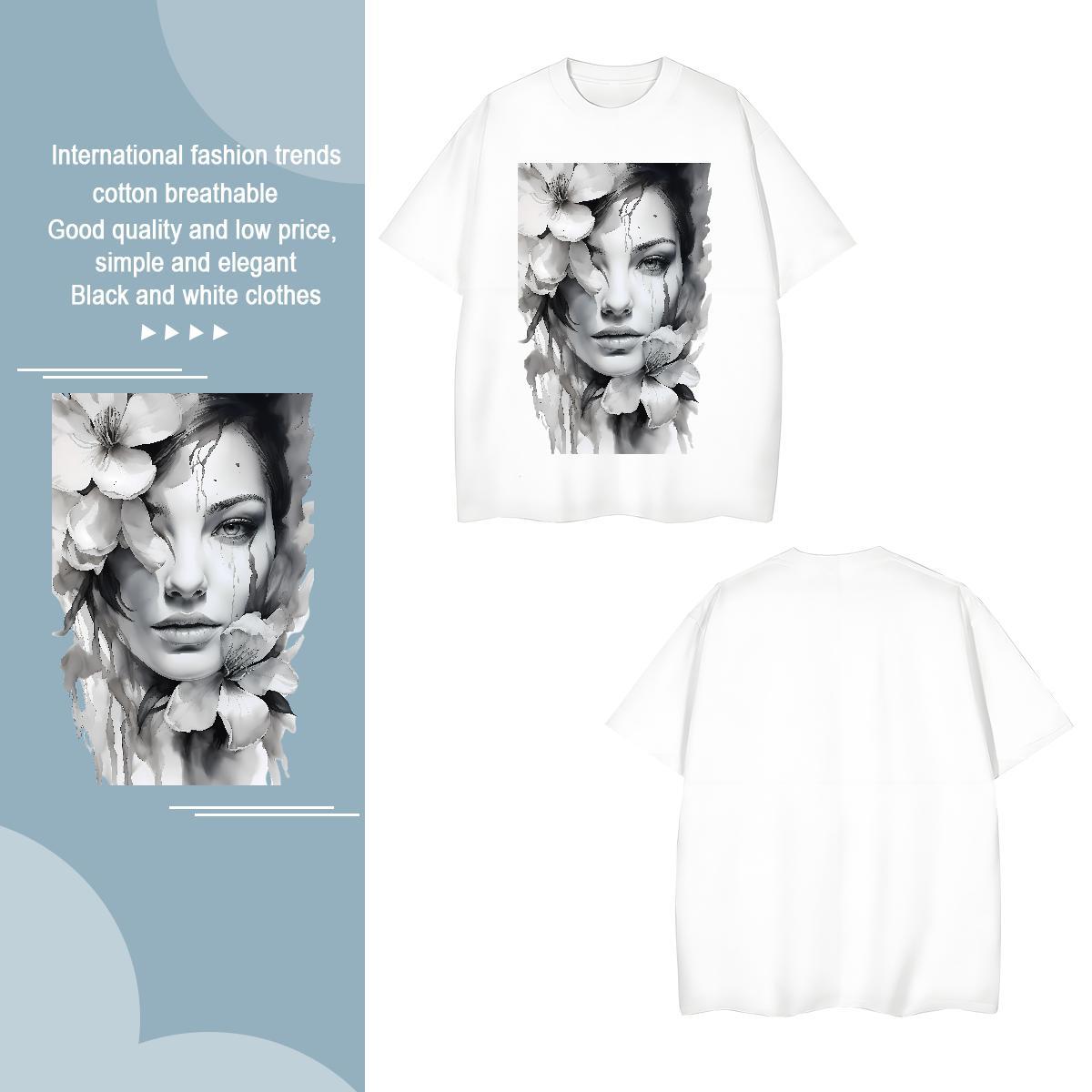 T Shirt For Man 230g Cotton women Daily Outfit Short Sleeve O-Neck Graphic Mens Tshirts Designer Fashion Loose Fit Tops Tees