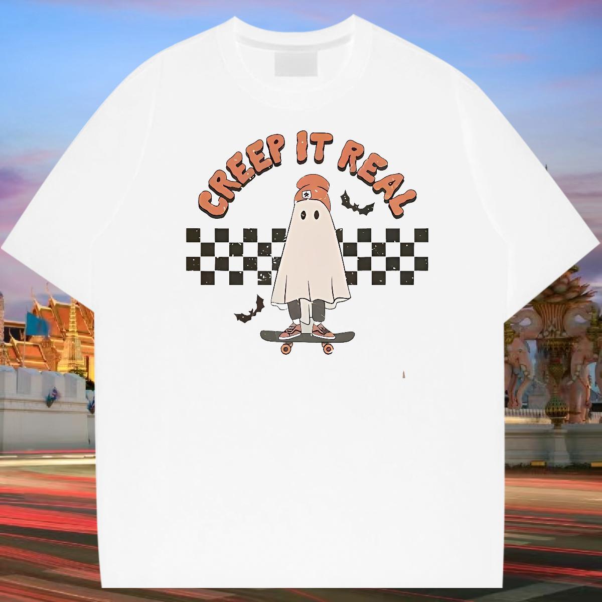 Wholesale T shirt 100% Cotton 230g halloween Street Wear Tees Crew Neck Free Shipping Couples T Shirts Custom Anime