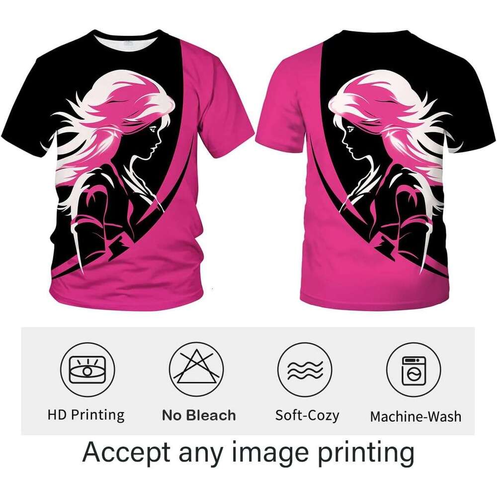 T shirt Mens Pink Biker Girl Motorcycle T-Shirt Cool Cartoon Theme Tee Shirt shirts tshirt graphic tee Casual tops summer clothes Short sleeve