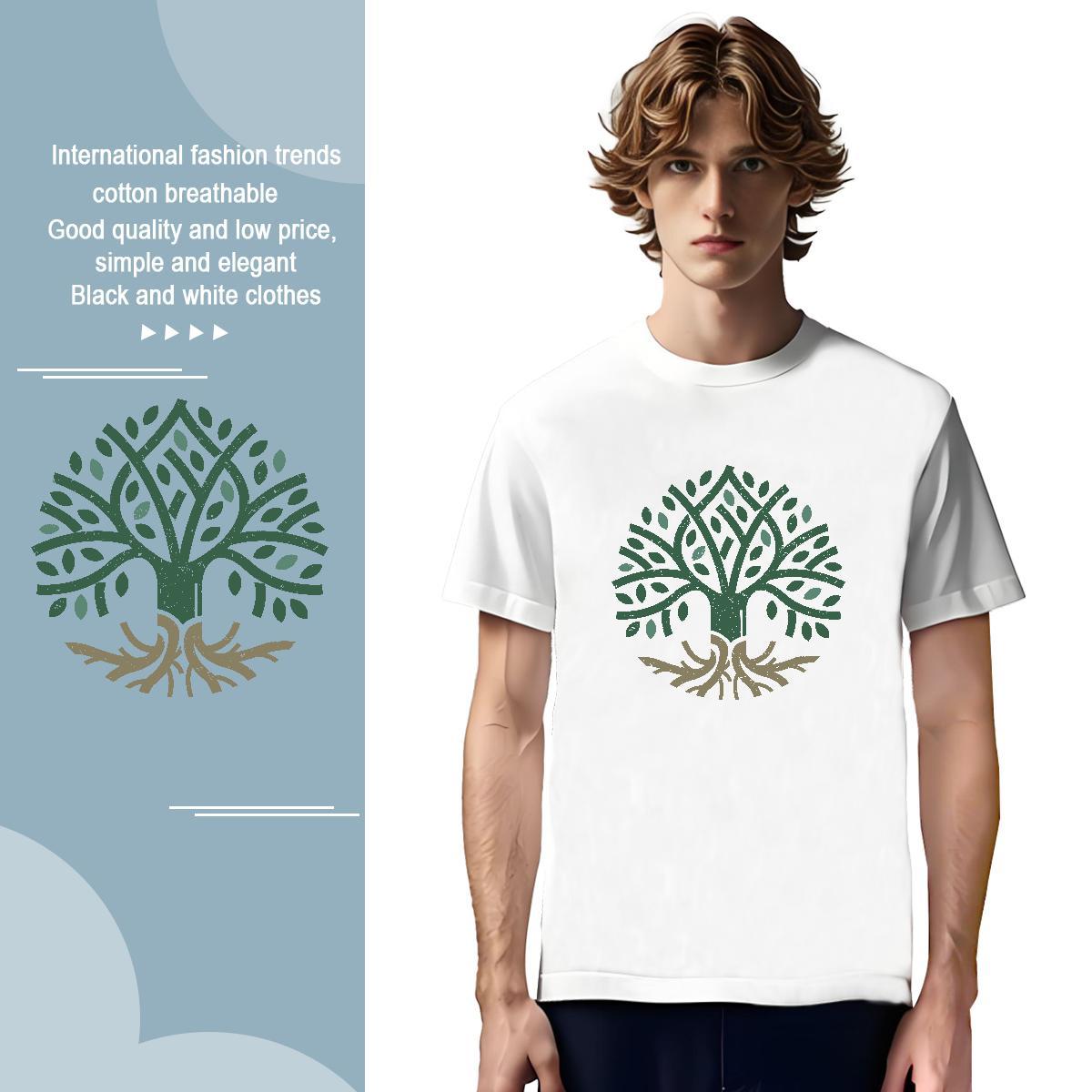 T Shirt For Man 230g Cotton tree Street Wear Round Neck Short Sleeve Skull Tshirt for Man Woman Wholesale Loose Top Tees