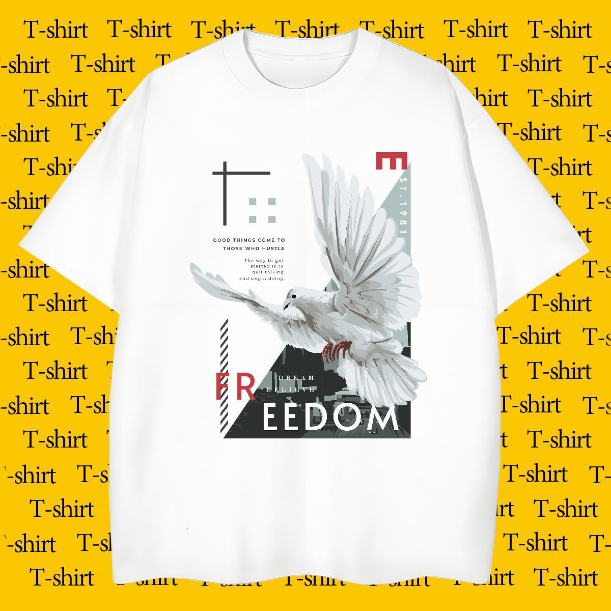 T shirt 230g Cotton eagle Street Casual Crew Neck DIY Printed Men Tees New Arrival TOP Quality Tops