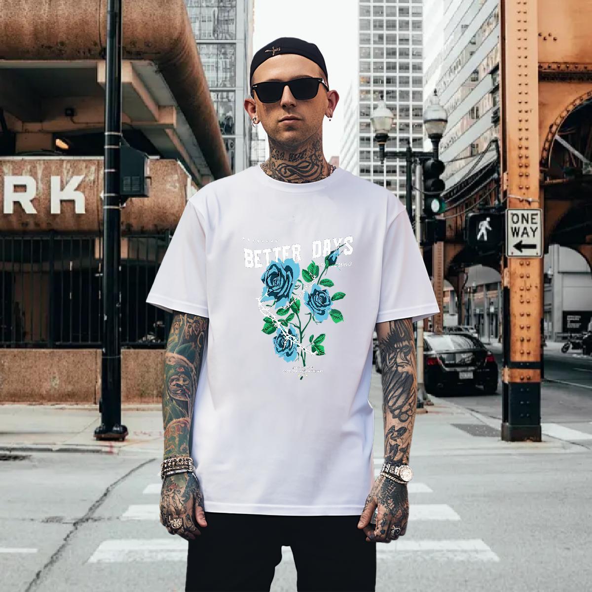 T shirt 100% Cotton 230g flower Spring Summer O Neck Short Sleeves Oversized Men Clothes T-Shirt Designer Fashion Unisex Tee Shirt