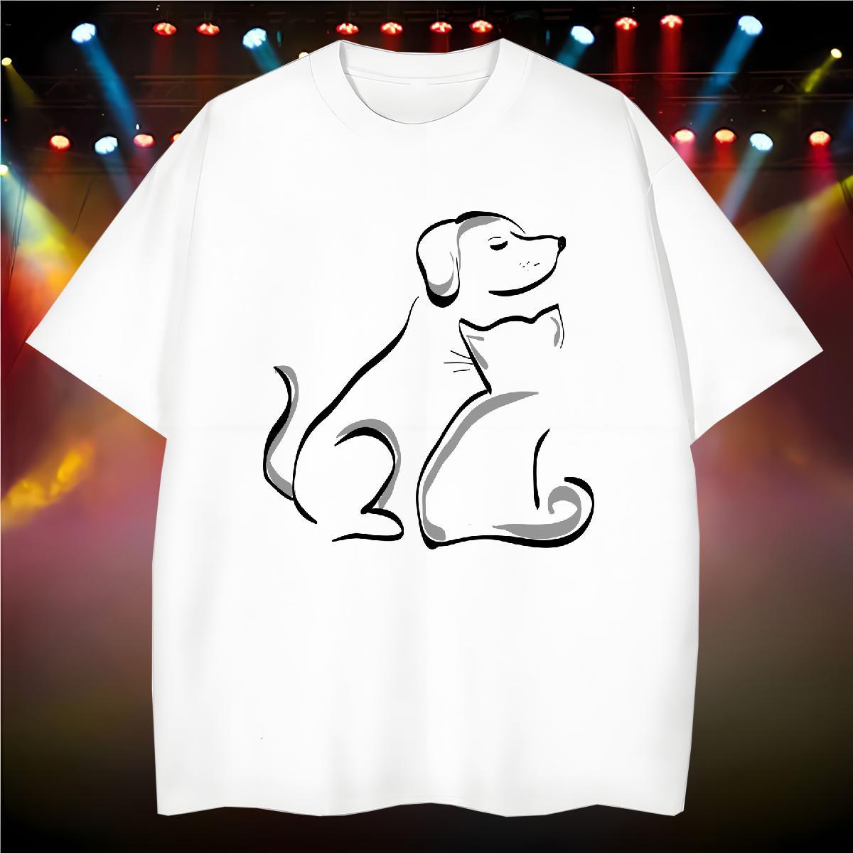 2024 T Shirts Men 230g Cotton Dog Beach Tshirts Crew Neck Brand Men Tshirts Custom Printed