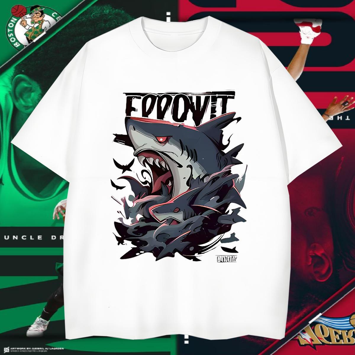 T-Shirts 230g Pure Cotton shark Street Casual Short Sleeve O-Neck Custom Printed Mens Tshirts DIY Comfortable Polos