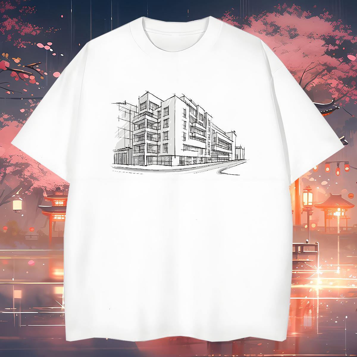 T-Shirts for Men 230g Cotton House Sport Crew Neck Breathable Cartoon Print Men Tees Fashion Casual Comfortable Clothes