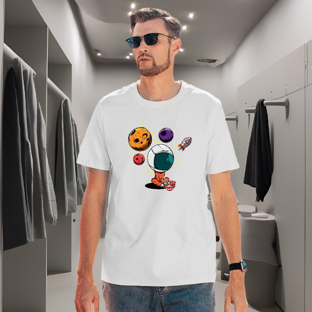 T-Shirts for Men 230g 100% Cotton universe Street Breathable Crew Neck Plus Size Custom Tshirts Fashion Casual Wholesale Tops Shirt