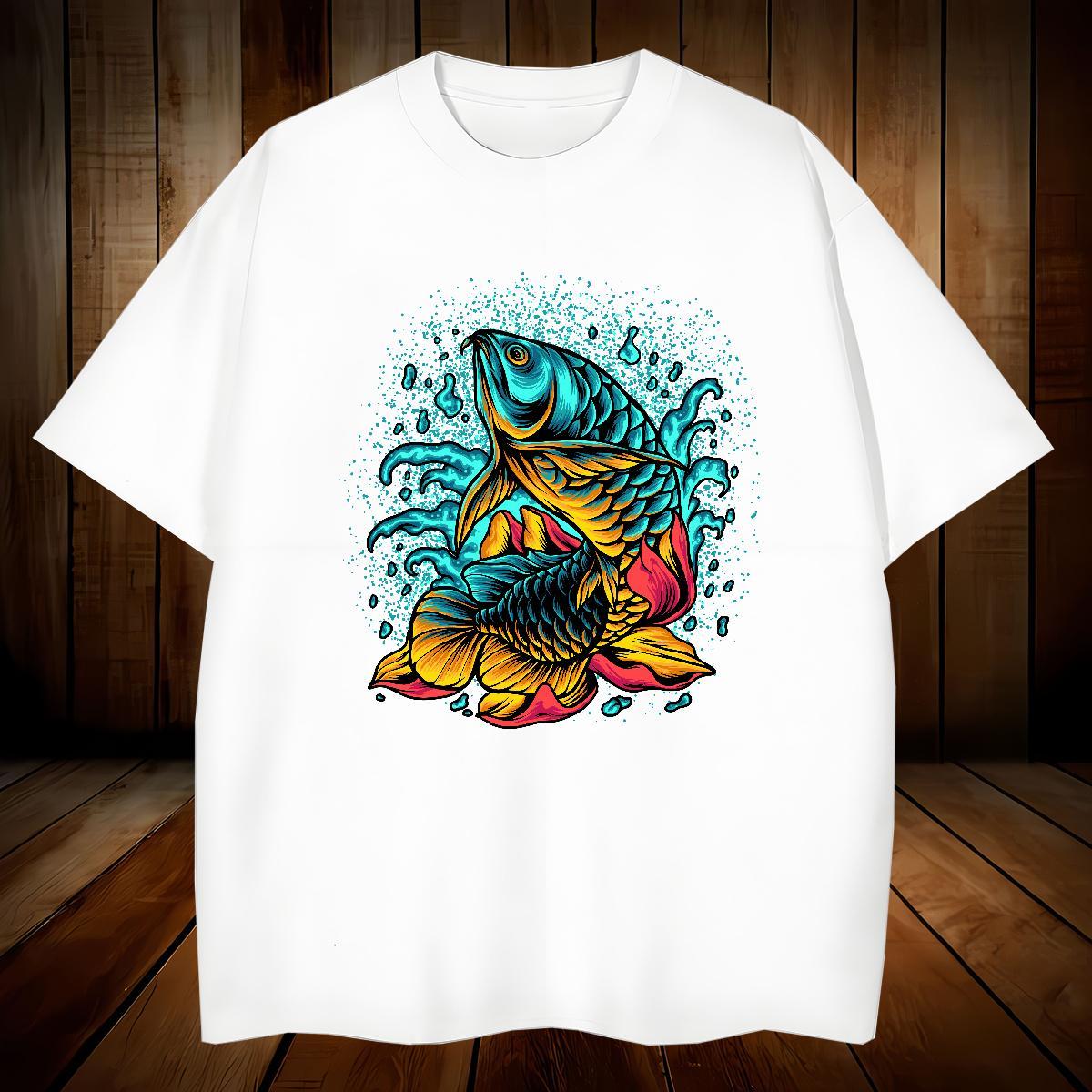 T shirt 230g Pure Cotton Casual Beach Round Neck Short Sleeve Custom Cartoon Men Tshirts 2024 Summer Designer Top Tees