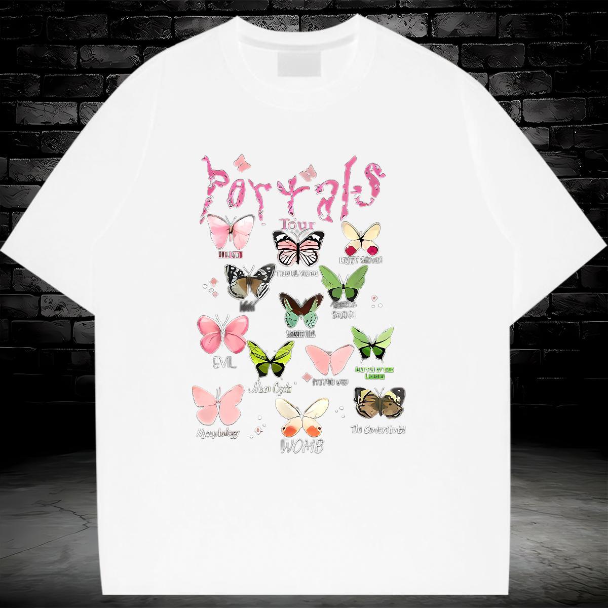 Loose T-Shirts Short sleeve Soft Woman Tshirt Customized Butterfly Casual 230g 100% Cotton Brand Tshirts