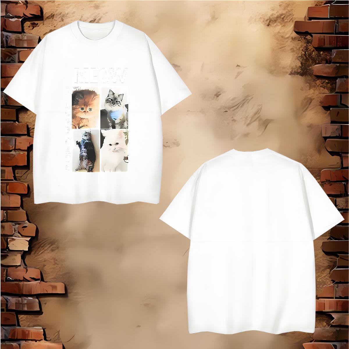 Classic T Shirts Men 230g Cotton cute Street Wear Clothings Round Neck Short Sleeve Designer Men Tops Tees Asian Size
