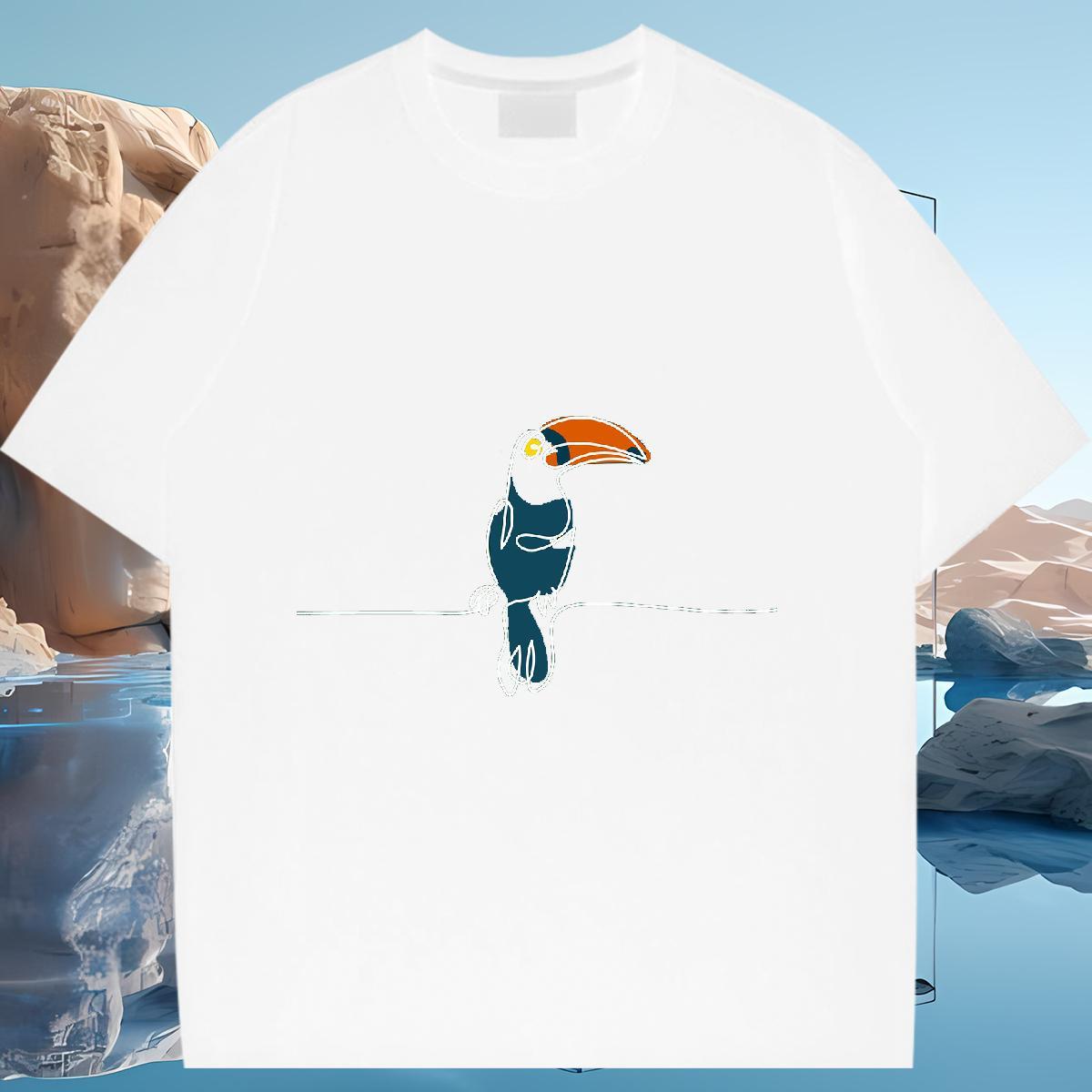 Comfortable T shirt Short Sleeve O-Neck Couples T Shirts Cartoon Printing L-4XL bird Casual Sport 230g Pure Cotton Classic Top Shirts