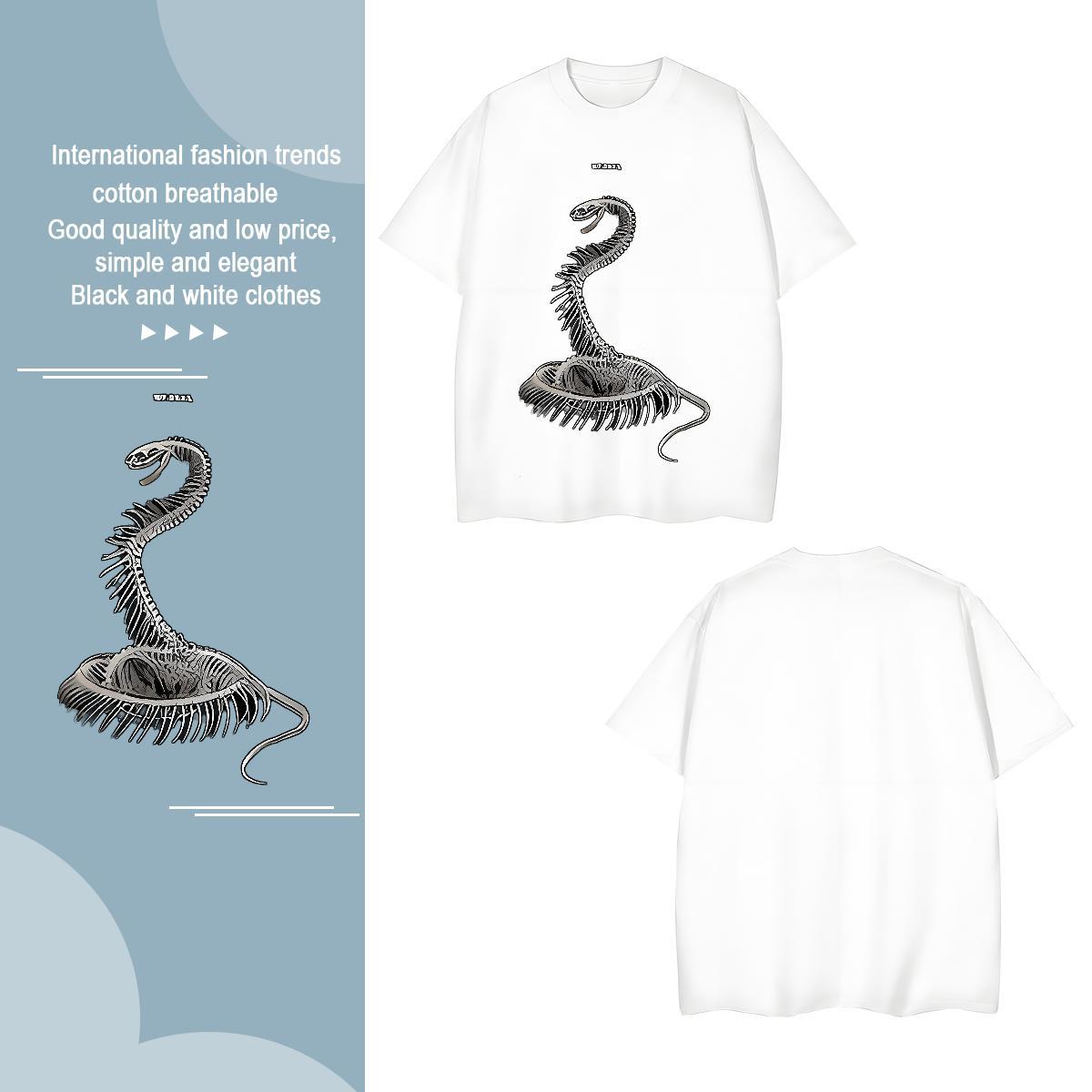 Popular Couples T Shirts 230g Pure Cotton snake Man T Shirts Home Outdoor Breathable Short Sleeve DIY Logo Oversized Free Shipping Tee Shirt