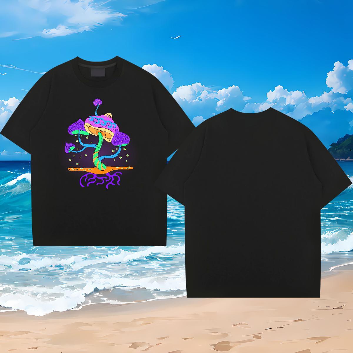 Customized T shirt 230g Cotton mushroom Sport Wear Breathable Short Sleeve Soft Tshirts Cartoon Print
