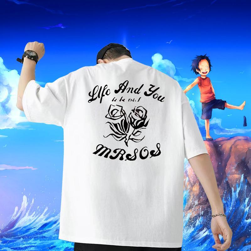 Fashion Casual Mens T Shirts 230g 100% Cotton flower Hip Hop Street Tshirts Short Sleeve O-Neck High Quality Men Tees DIY Printed