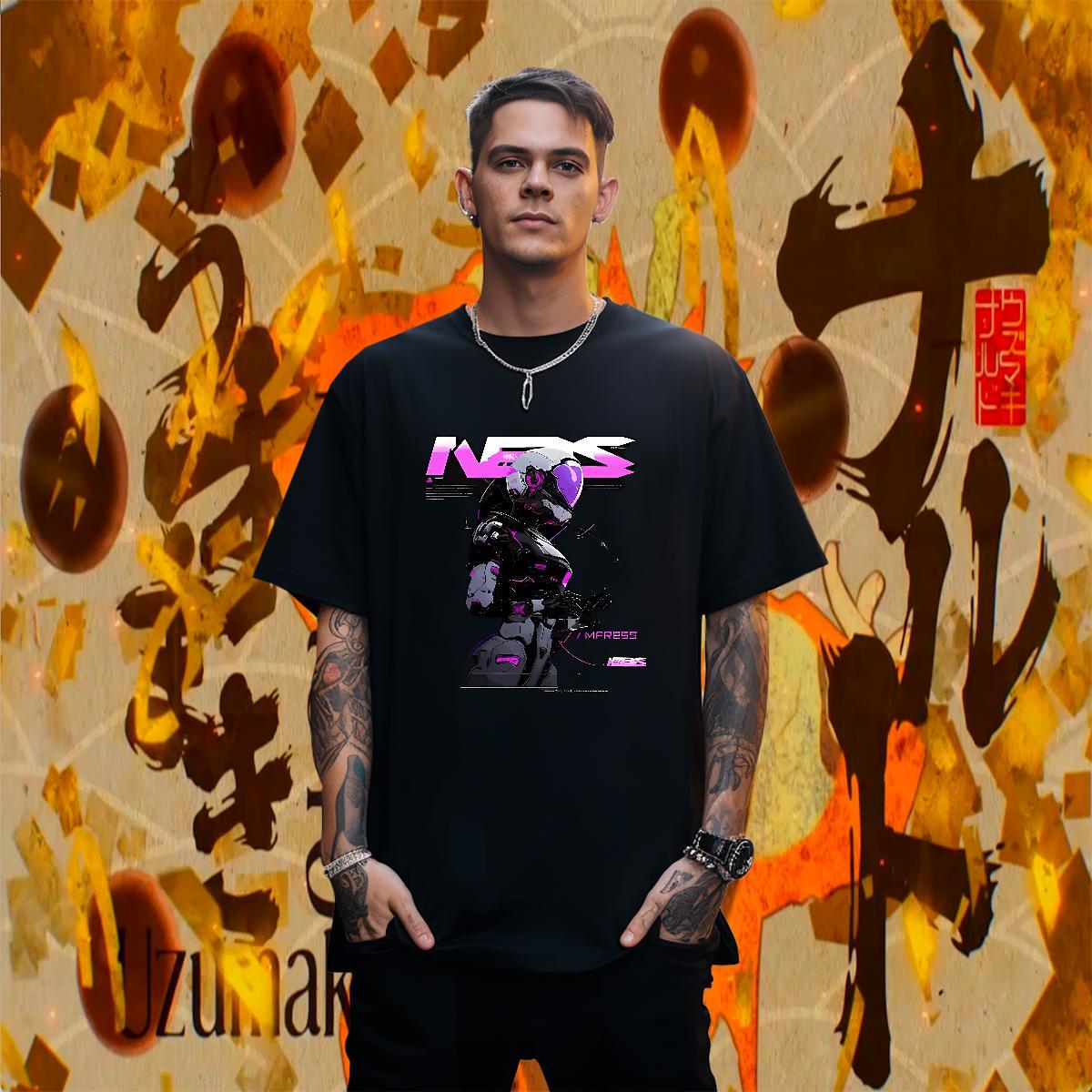 Designer Couples T Shirts 230g Pure Cotton Casual robot DIY Printed O-Neck Short Sleeve New Men T Shirts Tshirts