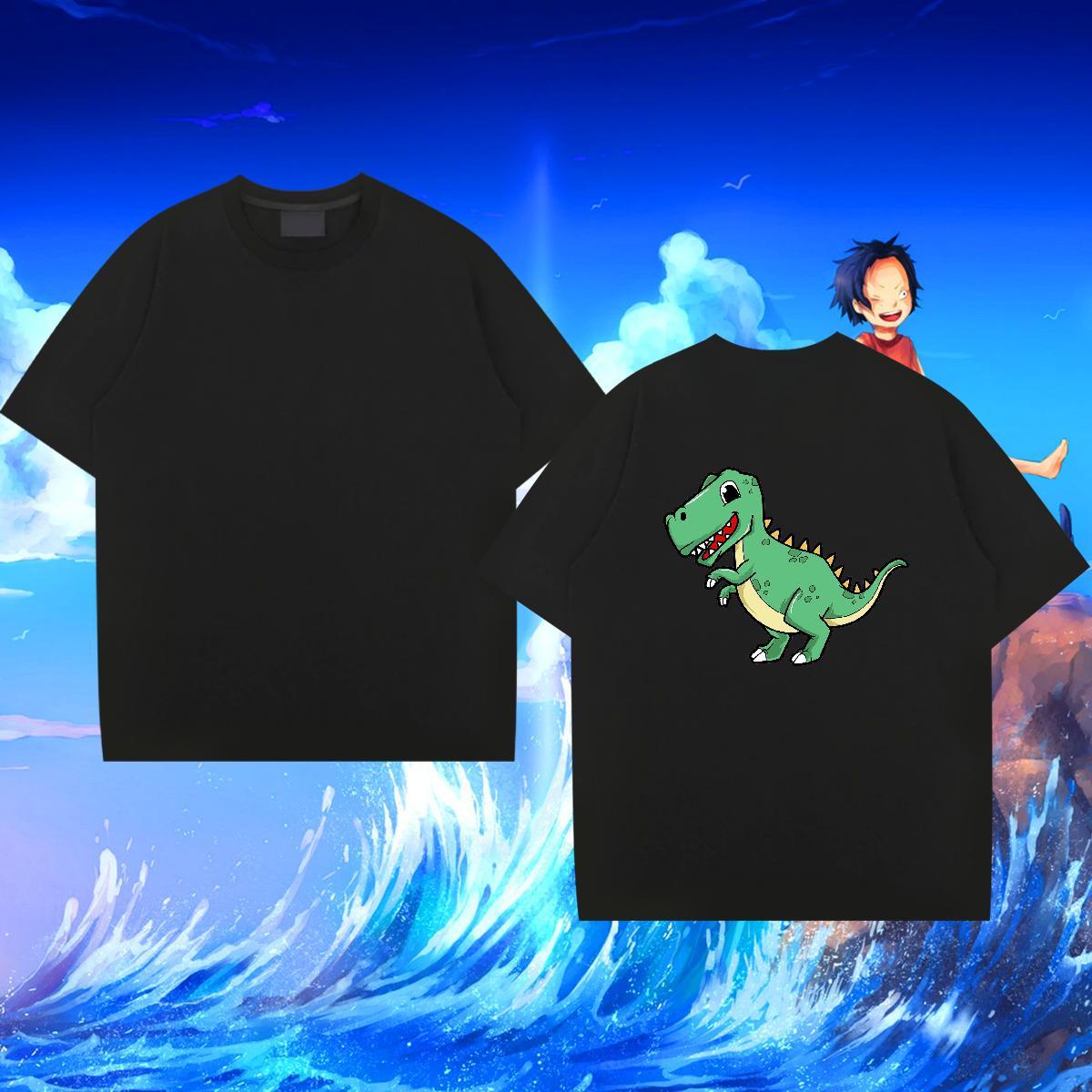 Brand T-Shirts 230g Pure Cotton dinosaur Sport Clothings Breathable Short Sleeve Loose Men Clothes T-Shirt Skull