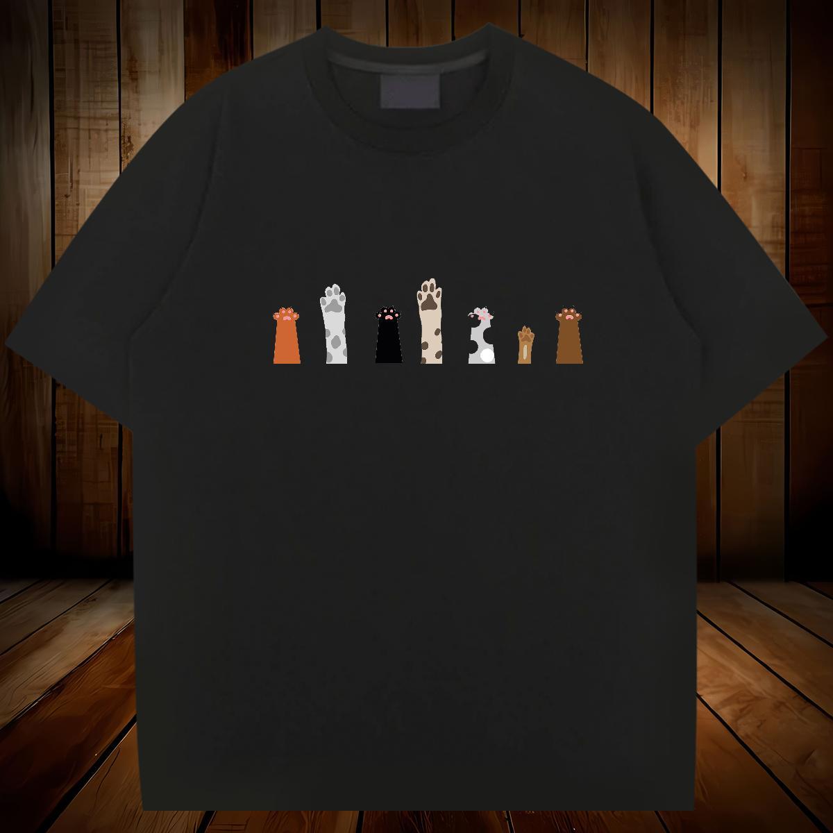 New T-Shirts 230g Pure Cotton cat Casual Wear Breathable Crew Neck High Quality Men Tshirts Custom Cartoon