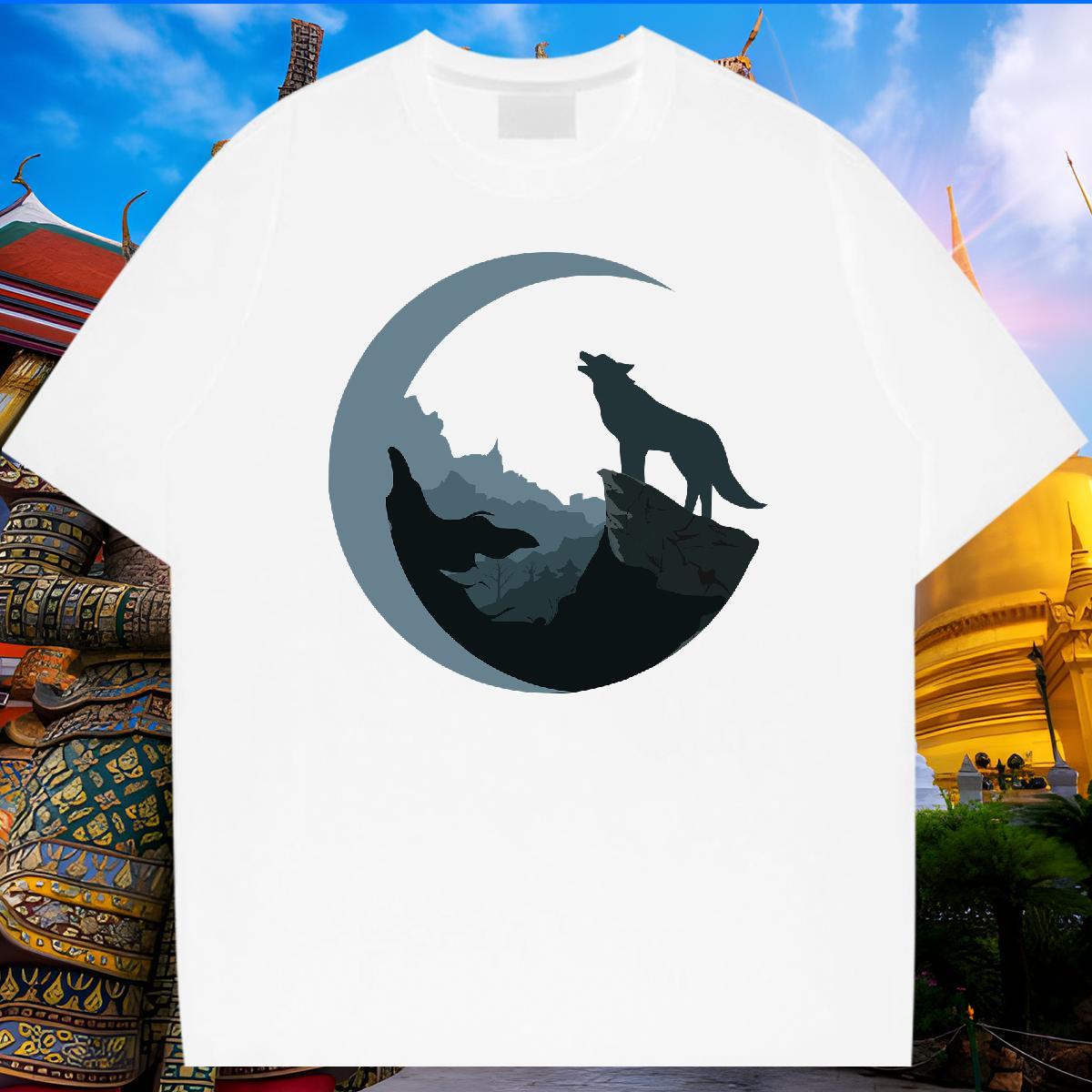 Loose Fit Men Tops Tees 100% Cotton 230g wolf Men T Shirts Daily Wear Breathable Soft Custom Printed Classic Casual Top Tees