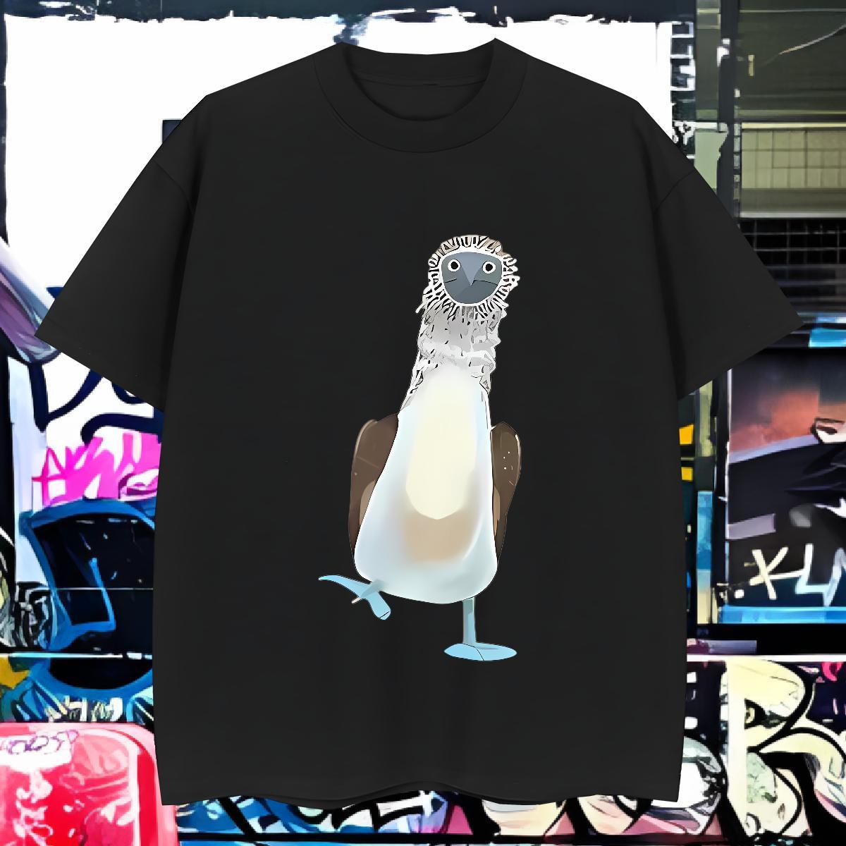 High Quality Men Clothes T-Shirt 230g 100% Cotton bird Mens T Shirts Daily Outfit Crew Neck Cartoon Printing L-4XL Fashion Tops