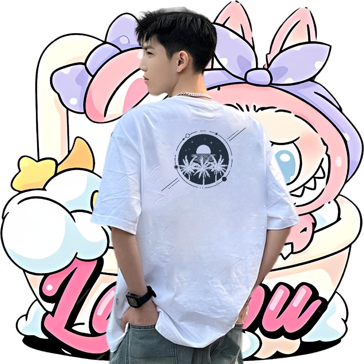 2024 DIY T Shirts Men 100% Cotton 230g tree Street Casual Tees Shirts Crew Neck Soft Men Tshirts Custom Big Size