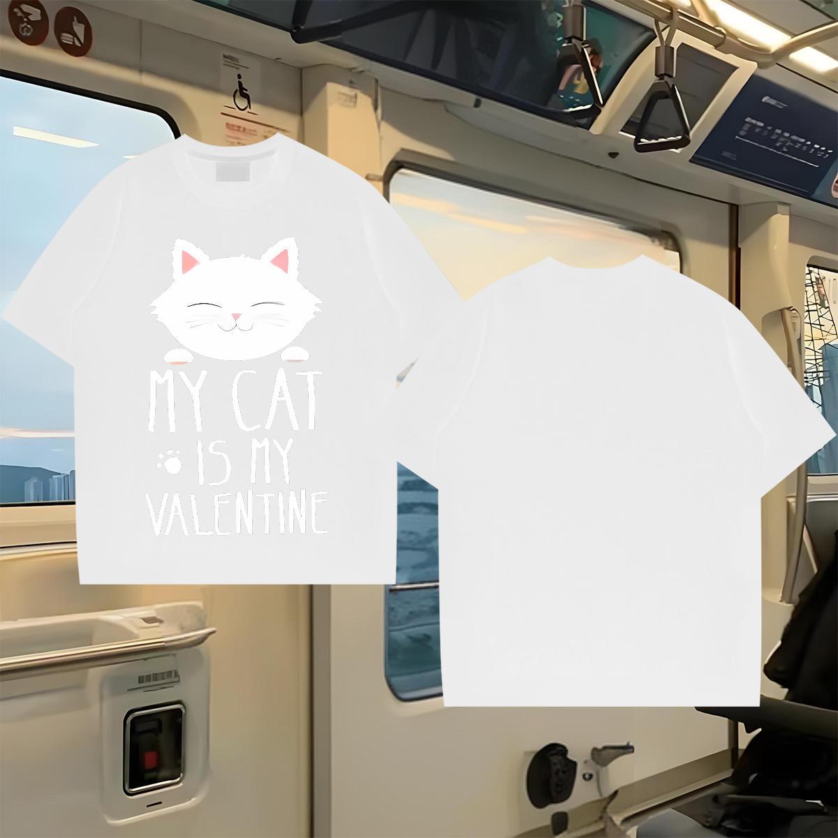 2024 DIY T Shirt For Man 230g Pure Cotton cat Street Wear Tops Tees Round Neck Short Sleeve TOP Quality Mens Tshirts DIY Printed