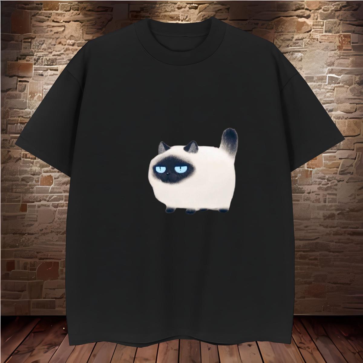 T-Shirts for Men 230g Pure Cotton cat Casual Beach O-Neck Short Sleeve Cartoon Printing L-4XL Tshirts DIY Customized Loose Tees