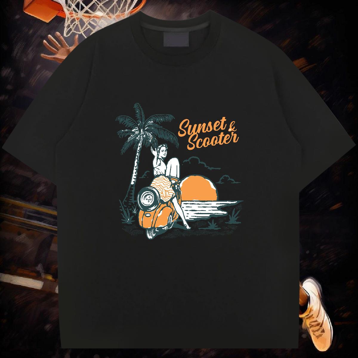 Man T Shirts 230g Pure Cotton sun Sports Casual Short Sleeve O-Neck Skull Tshirts Classic Casual Unisex Top Tees