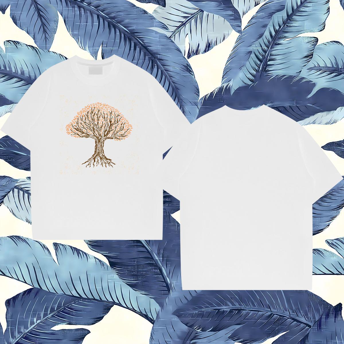 Custom T-Shirts for Men 230g Pure Cotton tree Daily Wear Tops Breathable Short Sleeve Wholesale Men Tees Cartoon Print