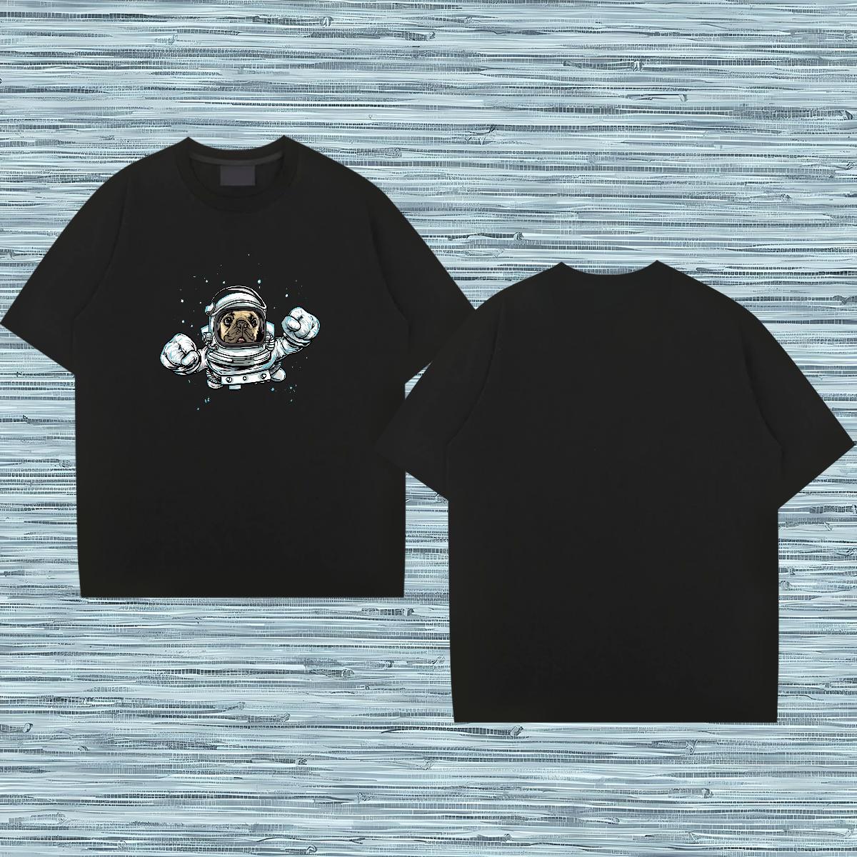 Fashion Man T Shirts 230g Cotton dog Anime Printing Street Tee Shirt Pure Cotton High Quality Mens Tshirts Black Oversized