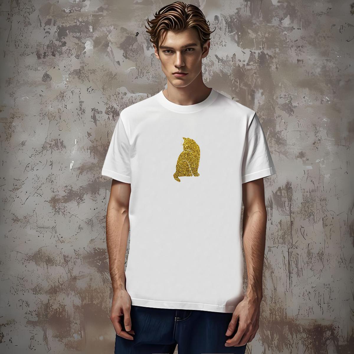 Custom T Shirts Men 100% Cotton 230g cat Street Clothings Crew Neck Breathable Loose Men Clothes T-Shirt Custom Anime