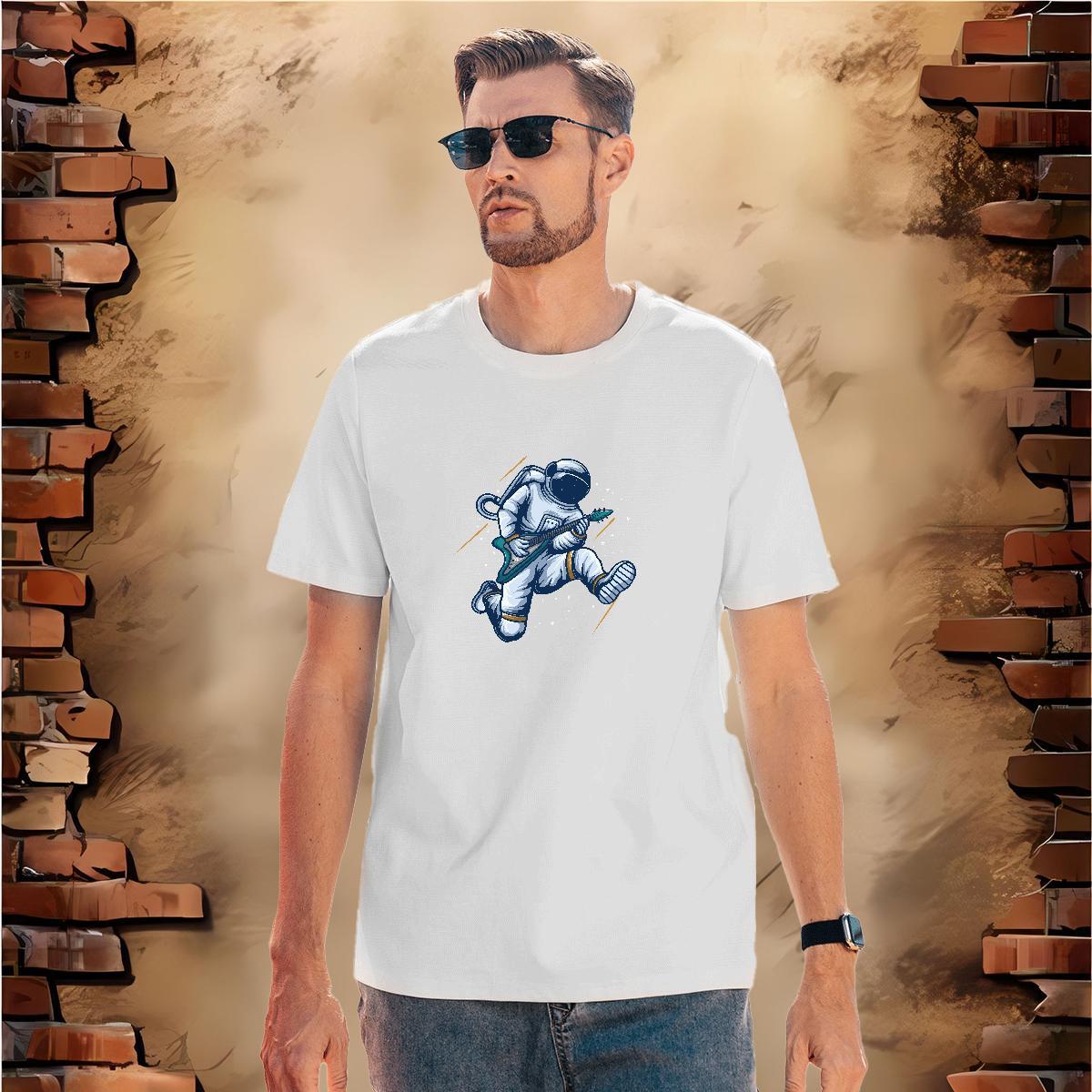 T shirt 230g 100% Cotton cosmonaut Casual Beach Round Neck Short Sleeve DIY Printed Tshirts 2024 New High Quality Clothings