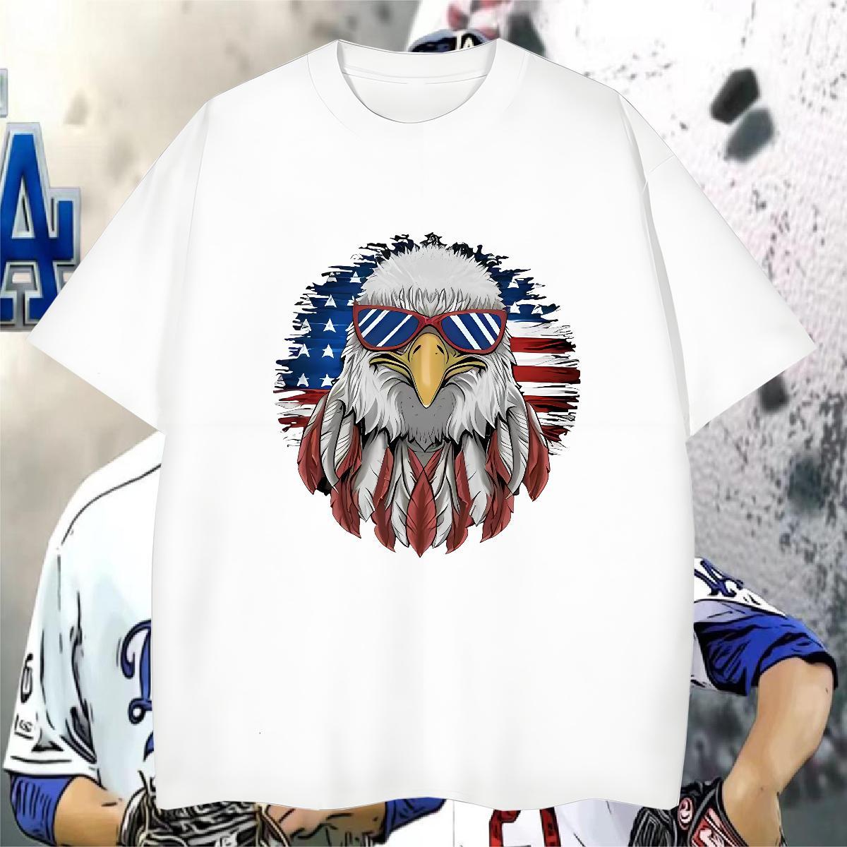 Mens T Shirts 100% Cotton 230g eagle Street Wear Short Sleeve O-Neck Black White Men Tees Stylist Cool Design Tops Tees