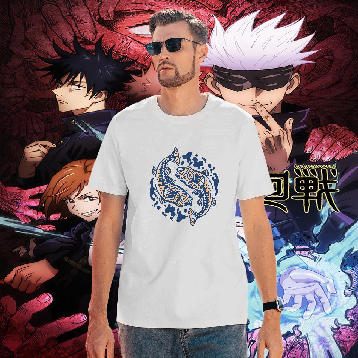 Unisex Men Tshirts 230g Cotton fish Men T Shirts Beach Pure Cotton Black Oversized Designer Top Tees