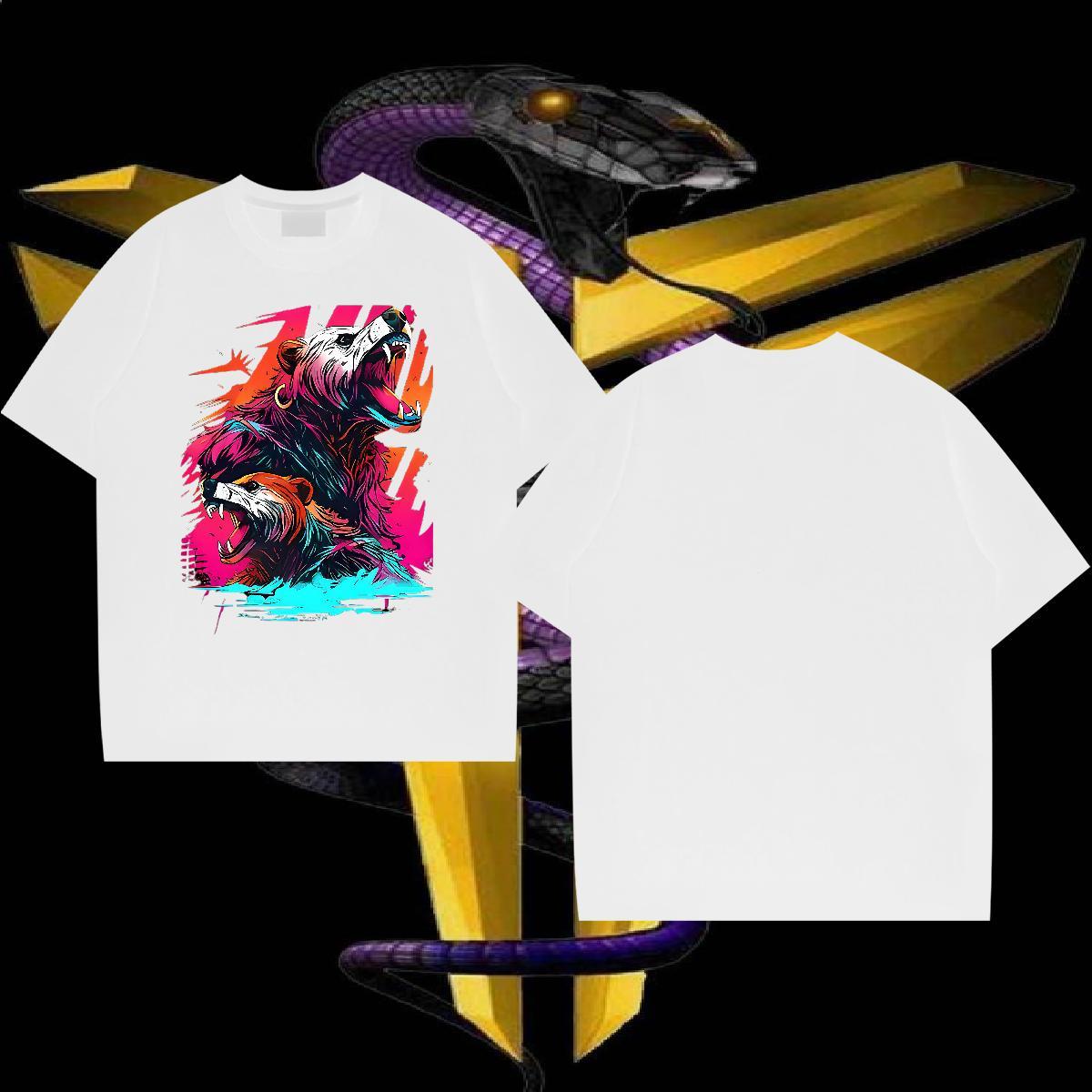 T-Shirts for Men 230g 100% Cotton Anime Printing Street O Neck Short Sleeves Skull Tshirts Fashion Soft Clothings