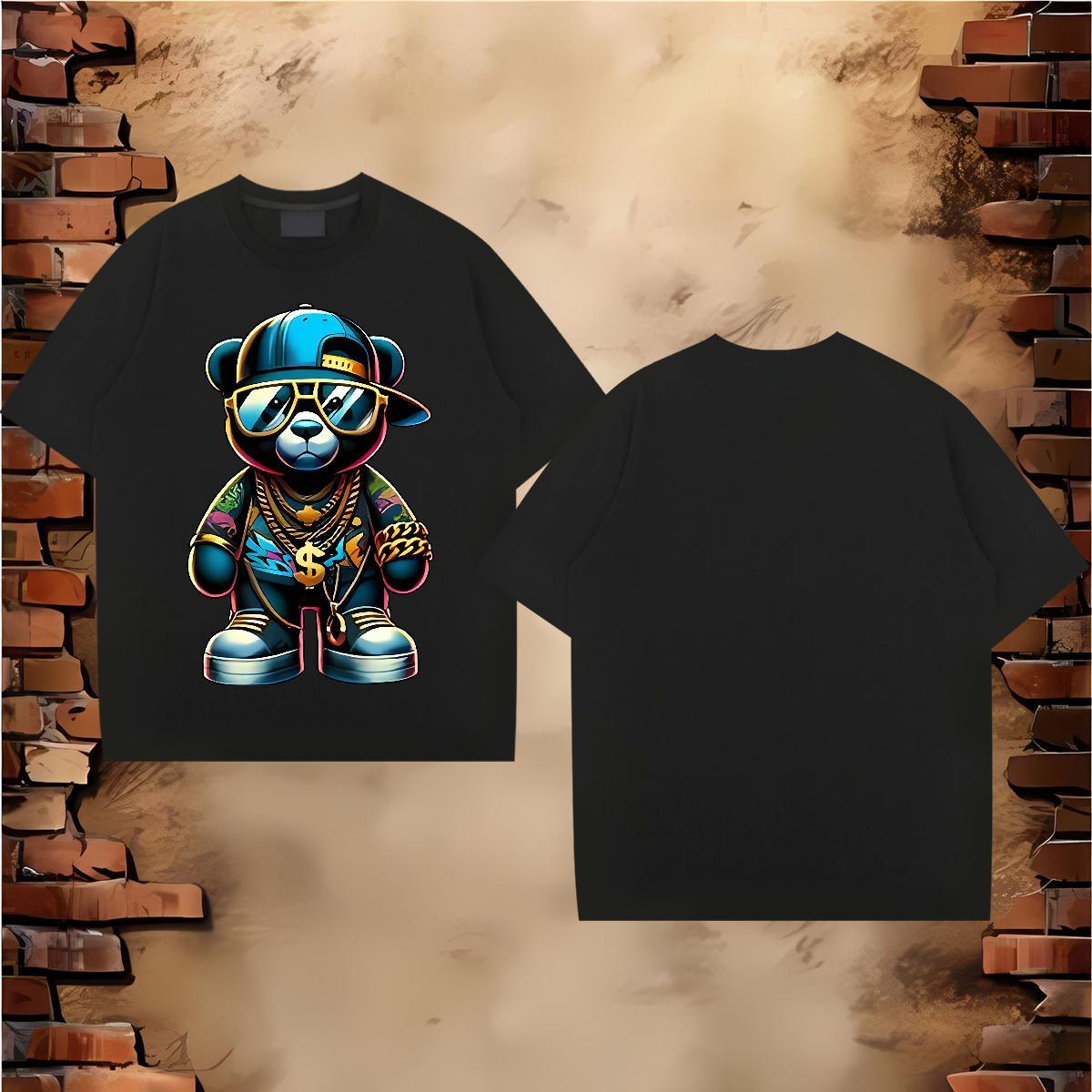 Brand Mens T Shirts 230g Pure Cotton bear Outdoor Wear Breathable Short Sleeve Soft Mens Tshirts White Plus Size