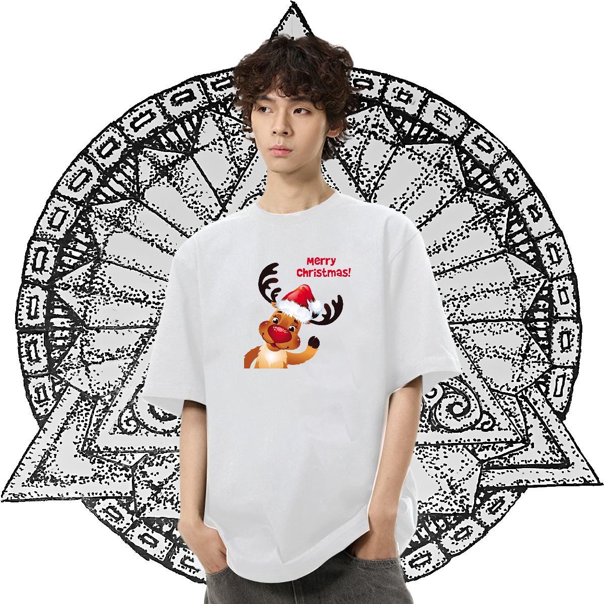 Factory Direct T Shirt For Man 230g Cotton Christmas Street Tops Shirt Breathable Crew Neck Free Shipping Mens Tshirts White Plus Size