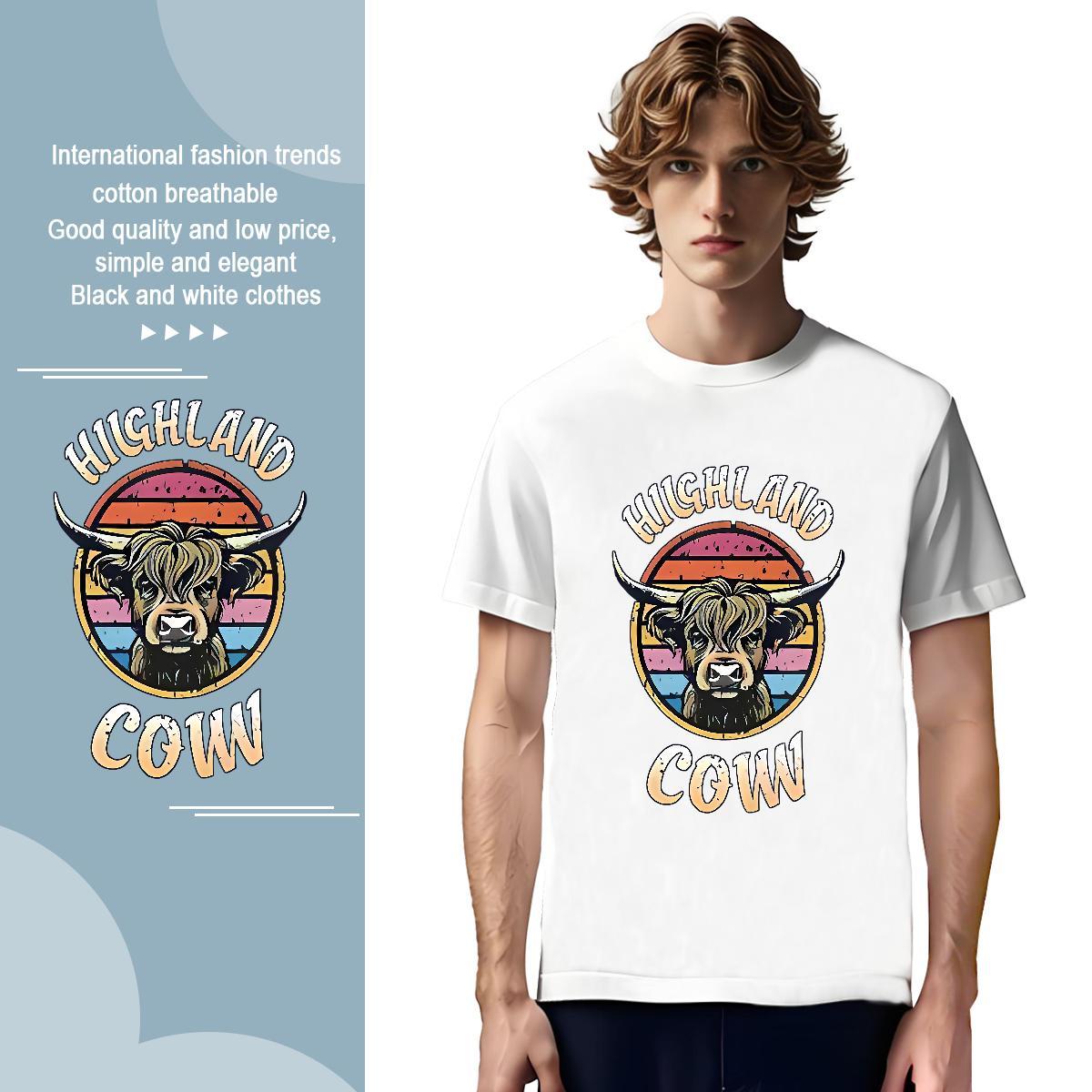 T-Shirts 230g Pure Cotton cow Outdoor Breathable Short Sleeve White Plus Size Mens Tshirts 2024 Soft Top Tees