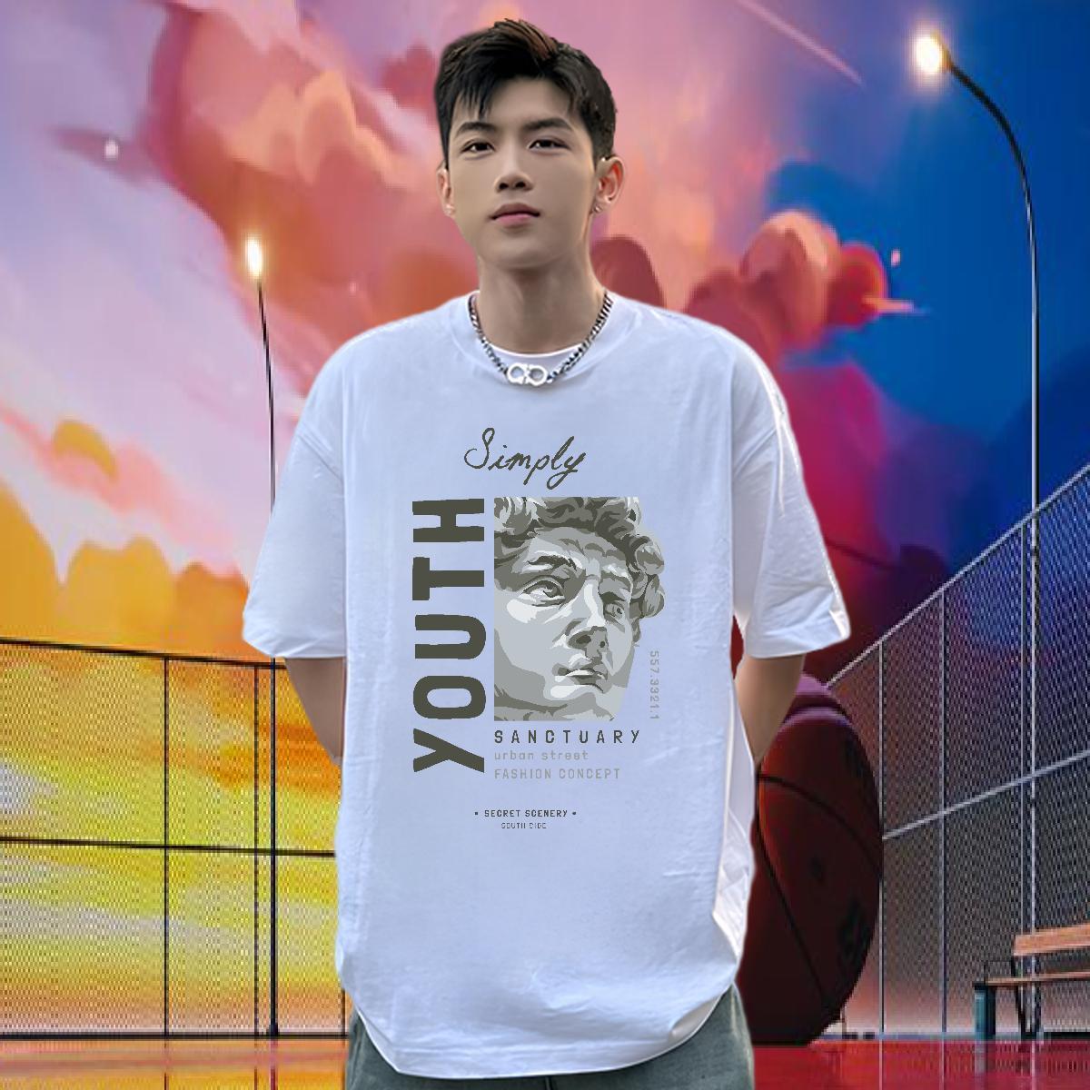 Fashion Design Man T Shirts 230g Cotton Statue of David Street Tees Breathable Crew Neck Brand Mens Tshirts Black Oversized